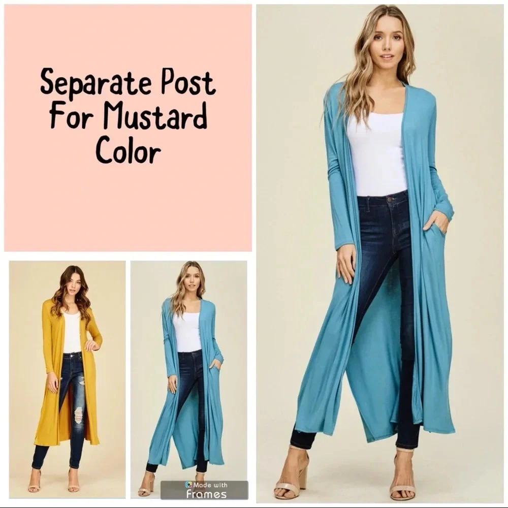 NWT annabelle boutique light weight duster cardigan side pockets boho casual